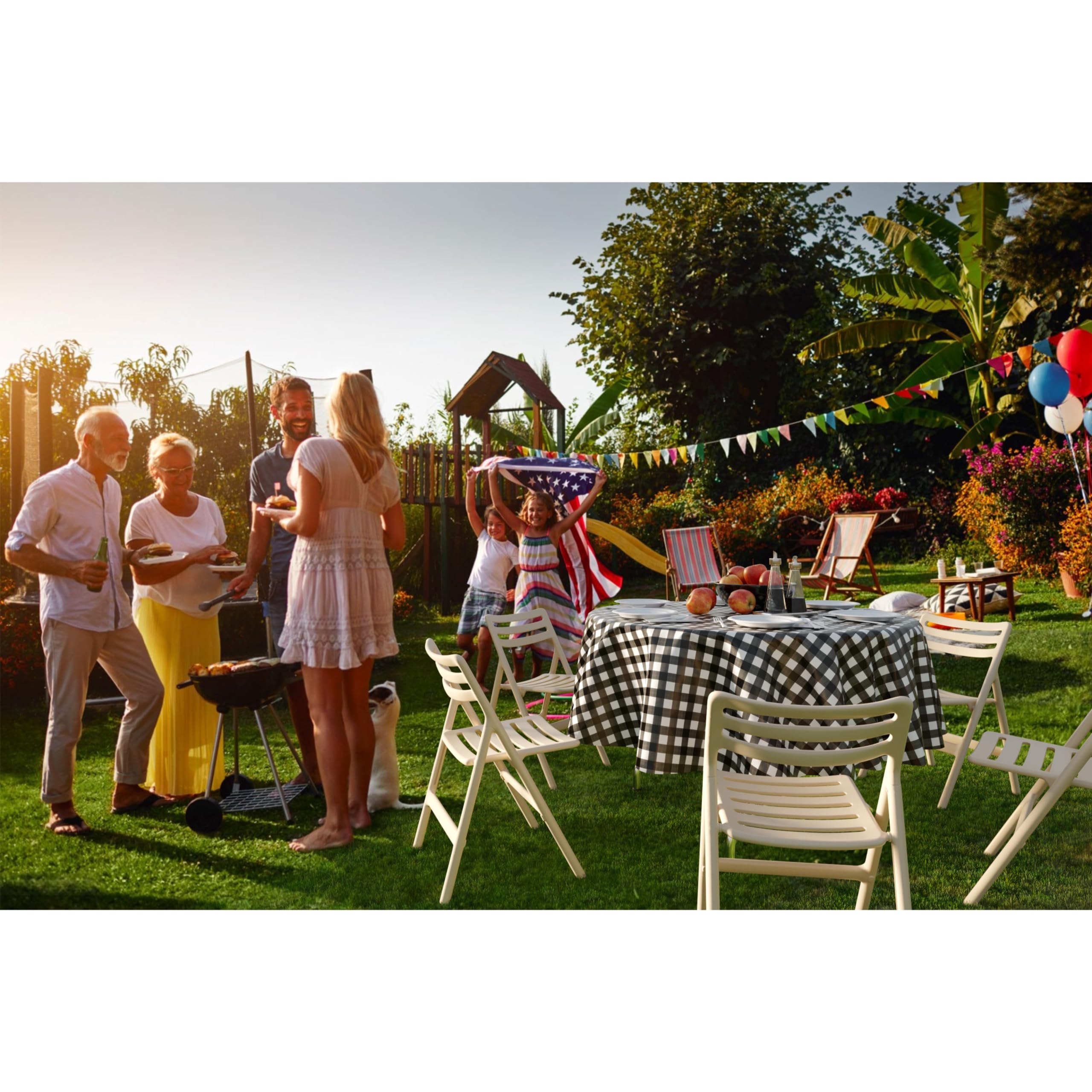 Round Black Gingham Plastic Table Cover | Case of 48