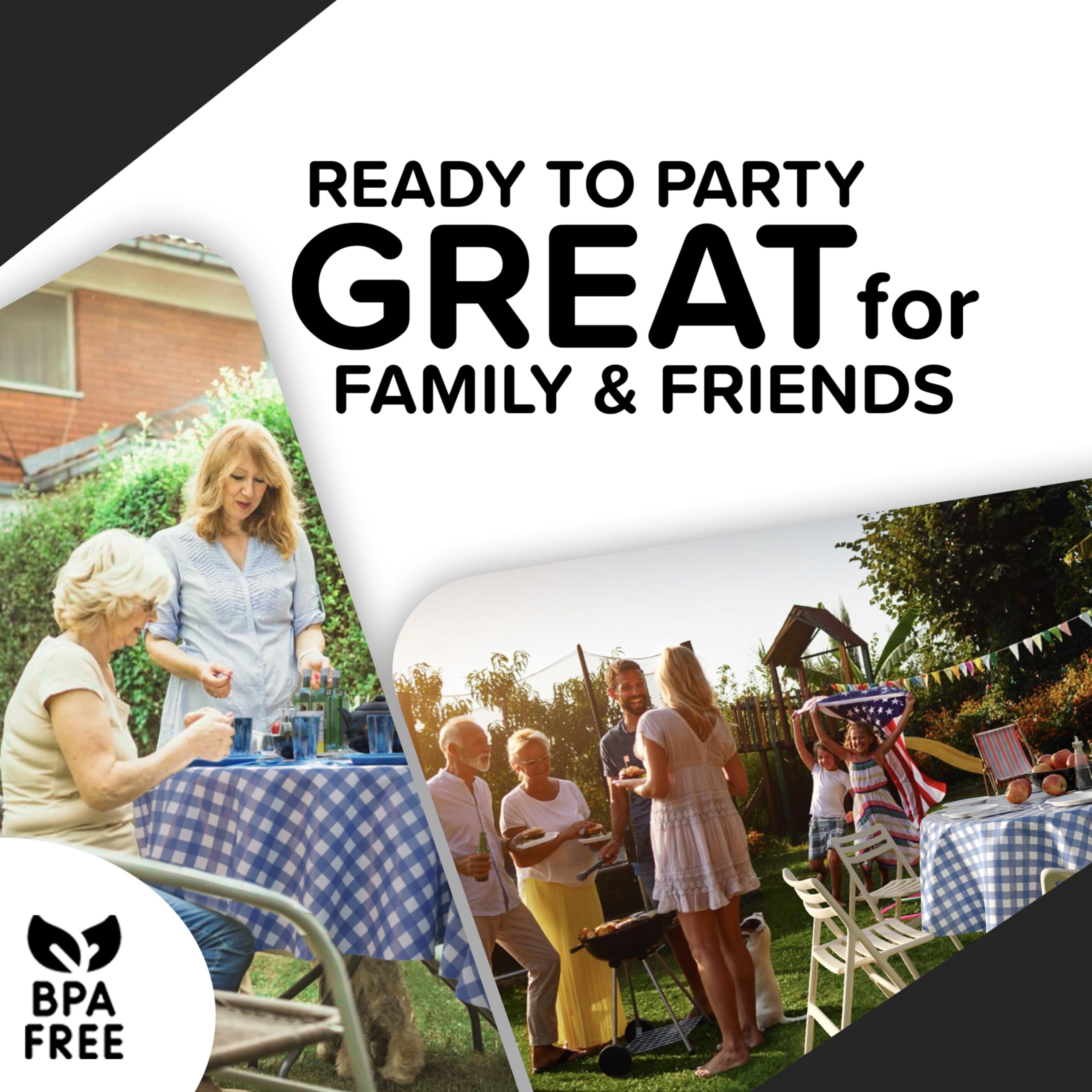 Round Blue Gingham Table Cover