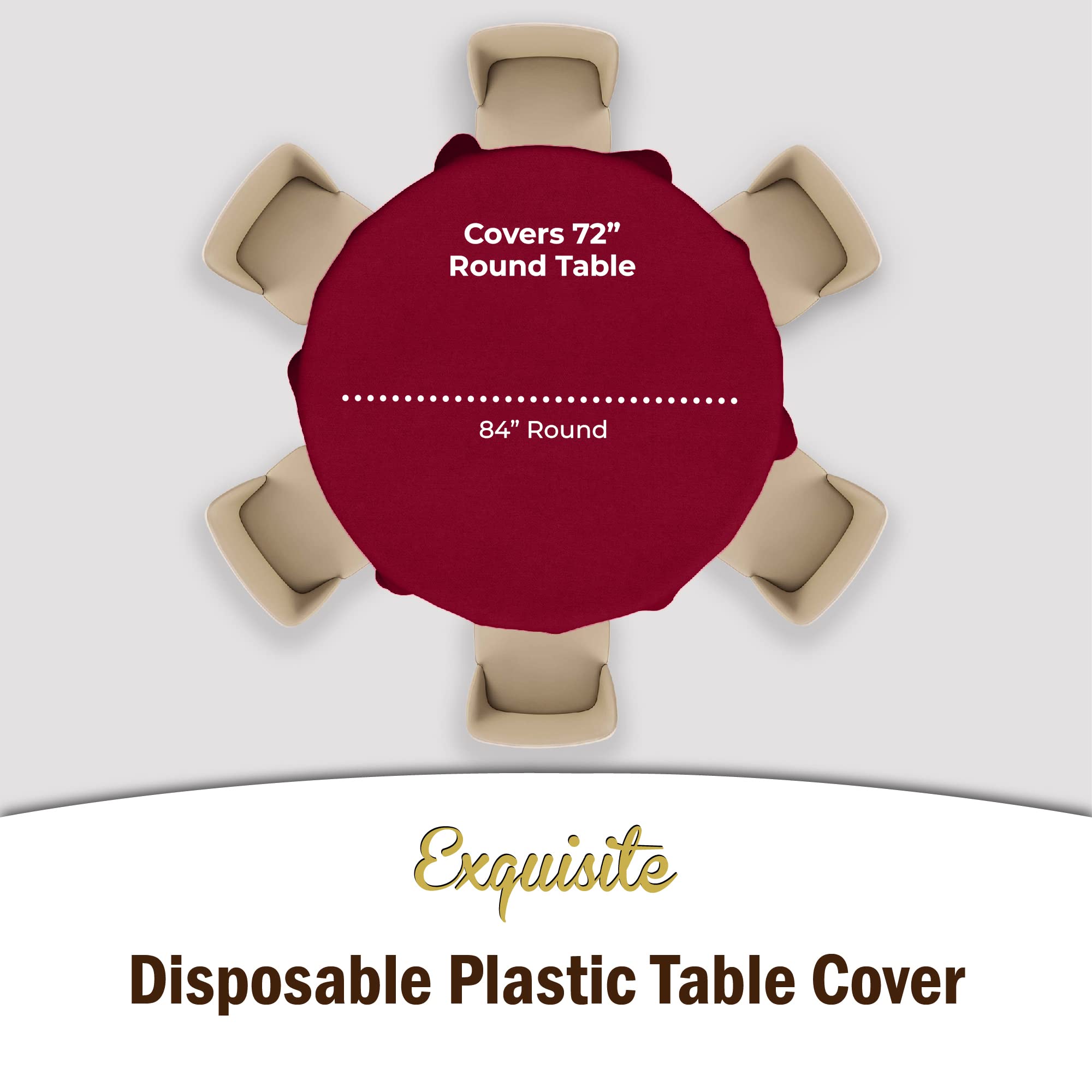 Round Burgundy Plastic Table Covers | 12 Pack