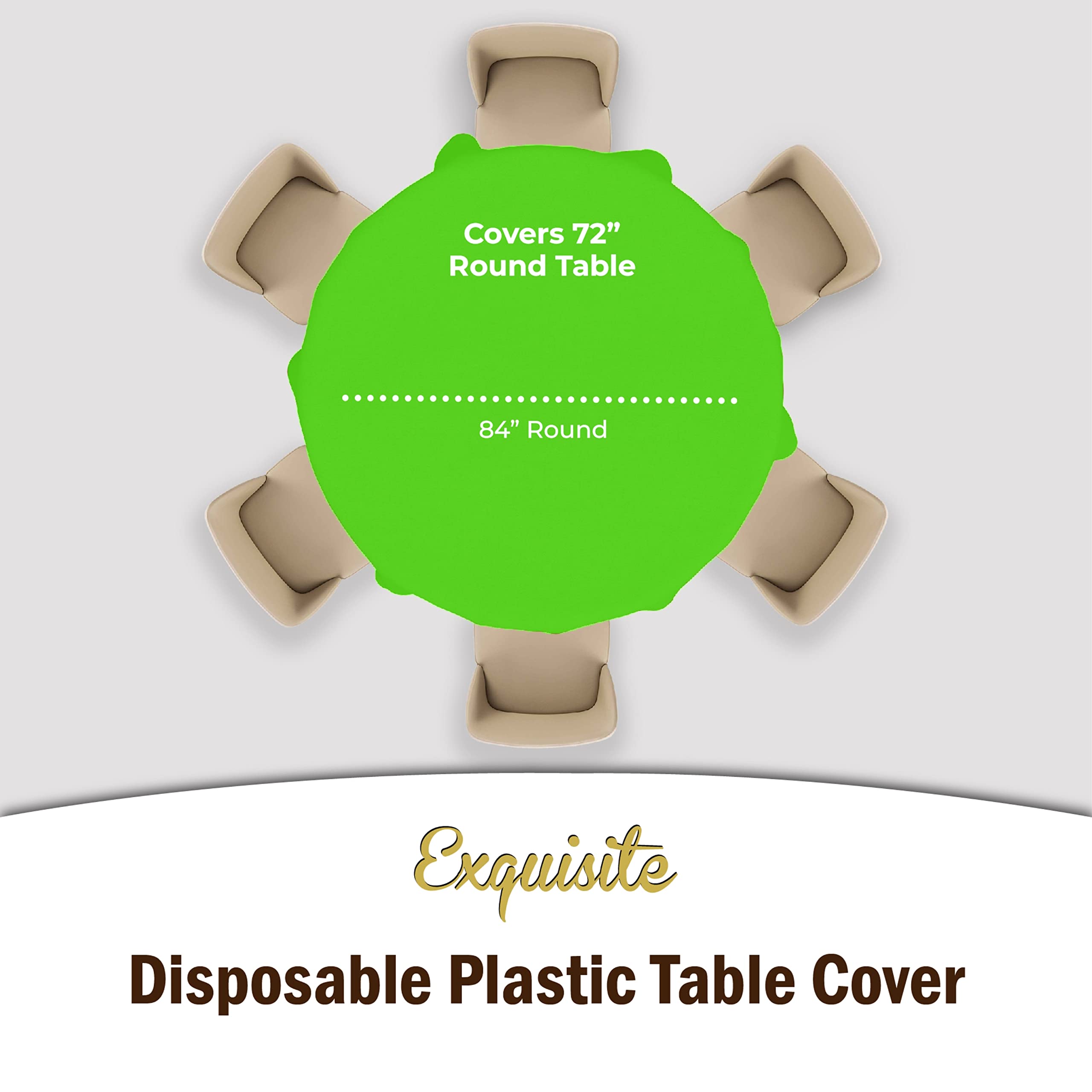 Premium Round Lime Green Plastic Table Covers | 12 Pack - 84 in.