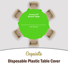 Premium Round Lime Green Plastic Table Covers | 6 Pack - 84 in.