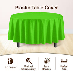 Premium Round Lime Green Plastic Table Covers | 12 Pack - 84 in.