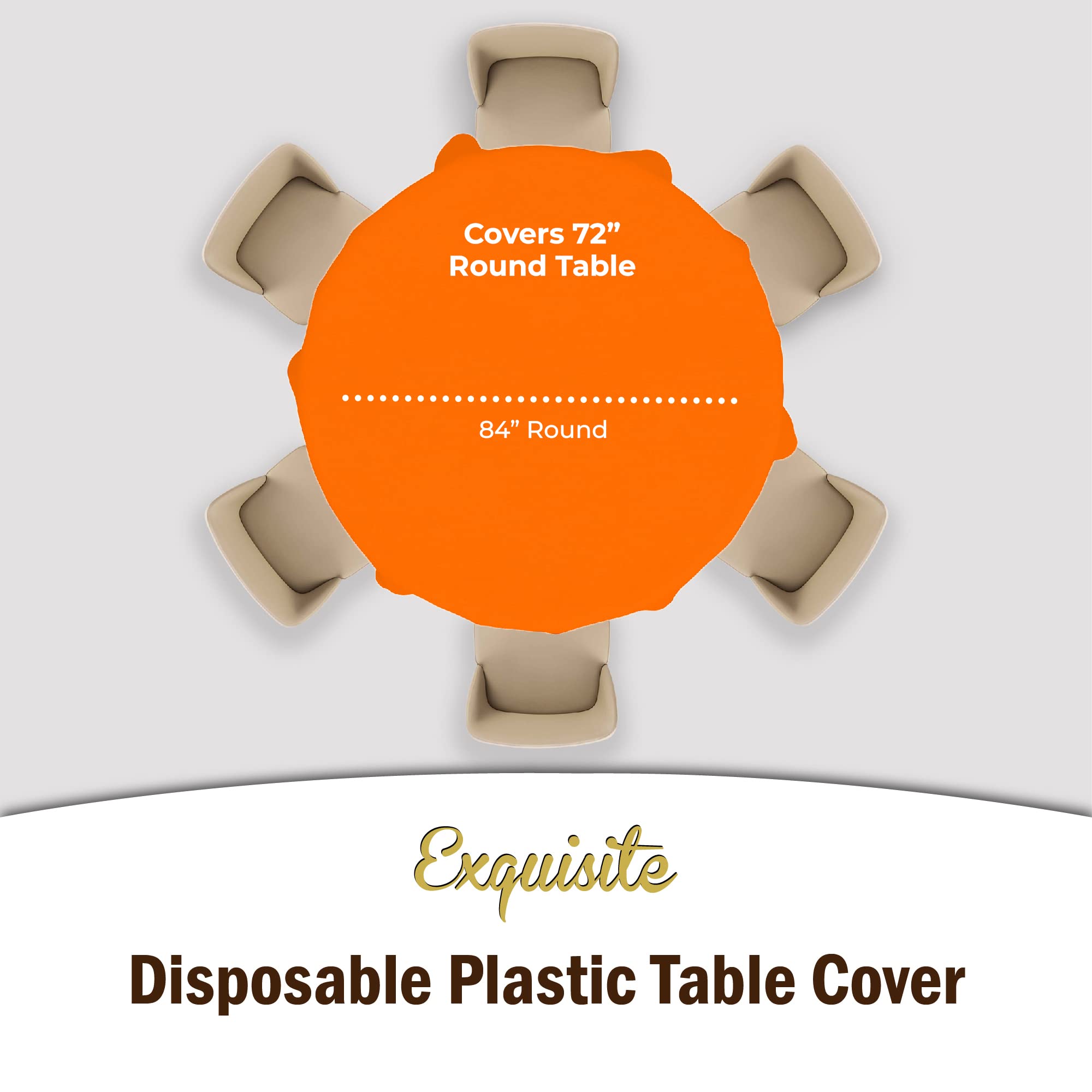 Round Orange Plastic Table Cover | Case of 48