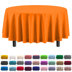 Round Orange Plastic Table Cover | Case of 48