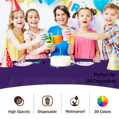 Premium Round Purple Plastic Table Covers | 6 Pack - 84 in.