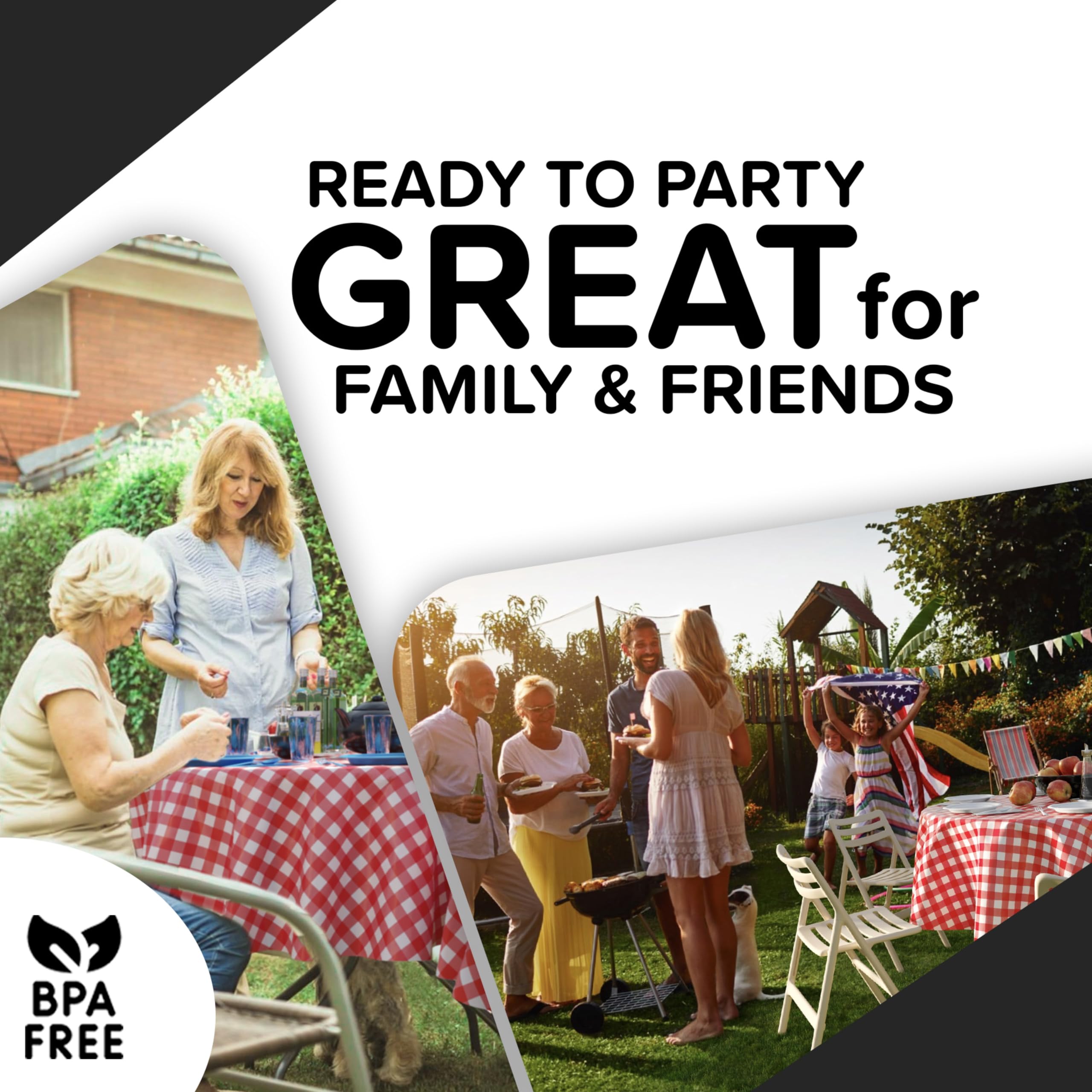 Round Red Gingham Plastic Table Cover | Case of 48