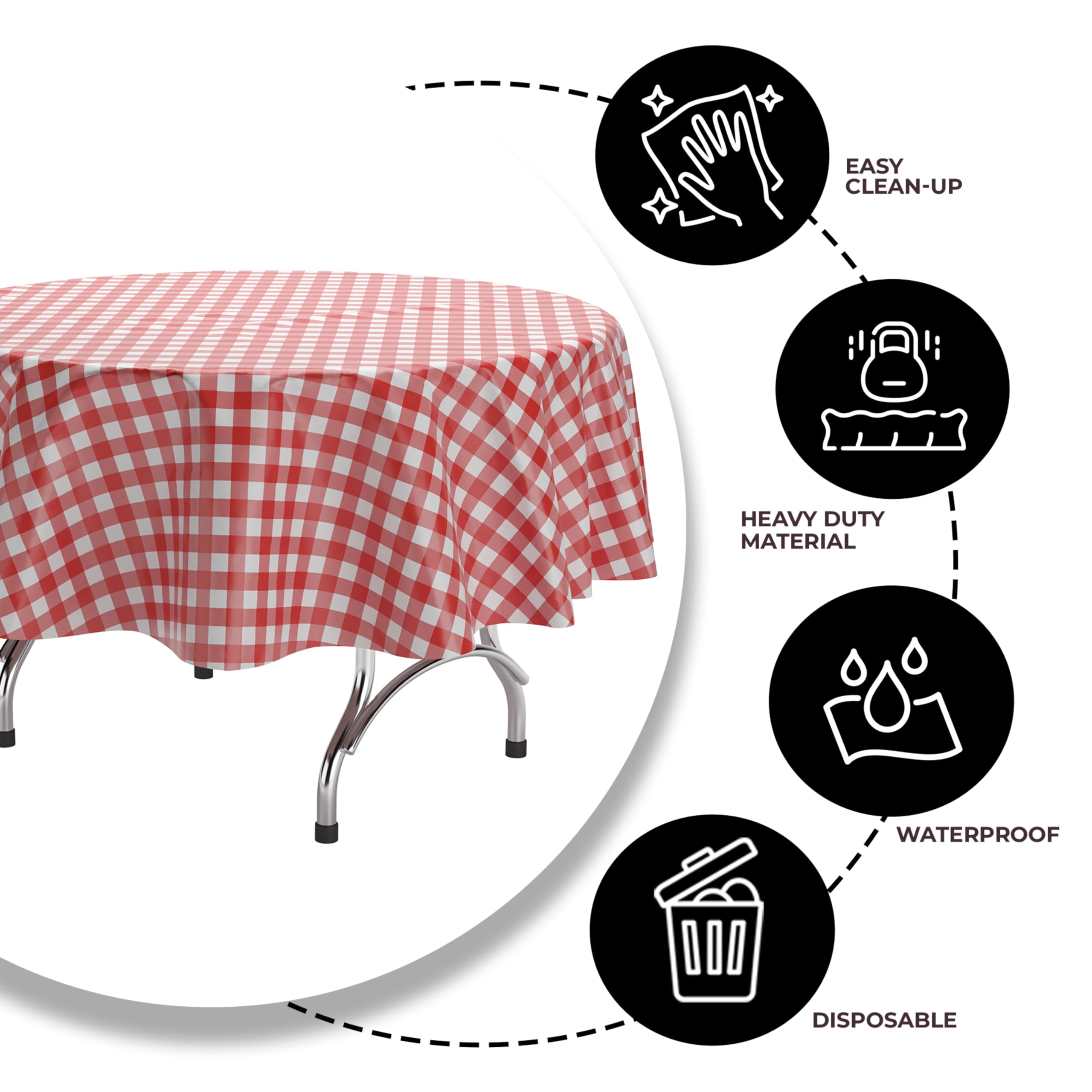 Round Red Gingham Table Cover