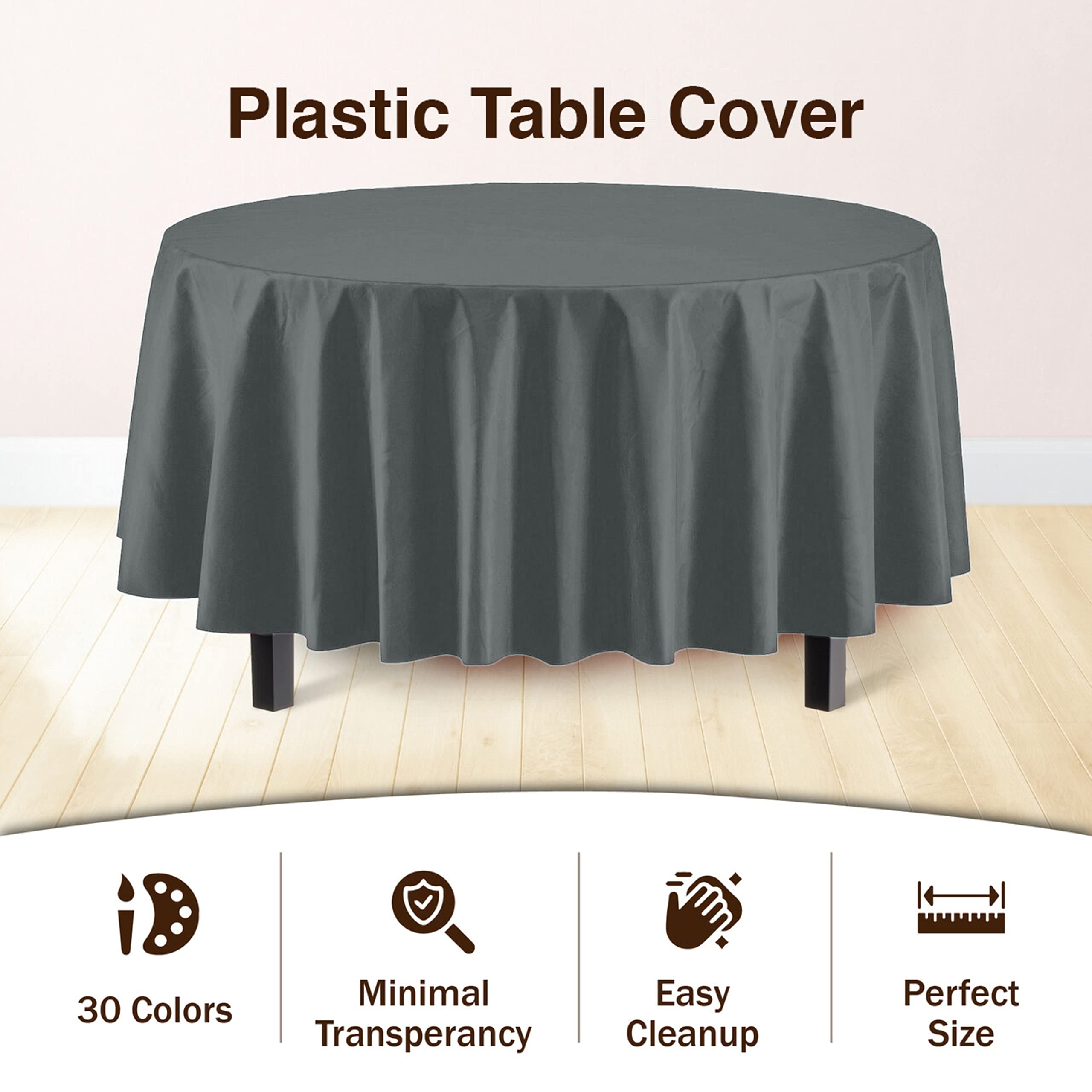 Round Silver Plastic Table Cover | Case of 48