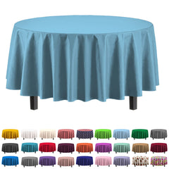 Round Sky Blue Plastic Table Cover | Case of 48