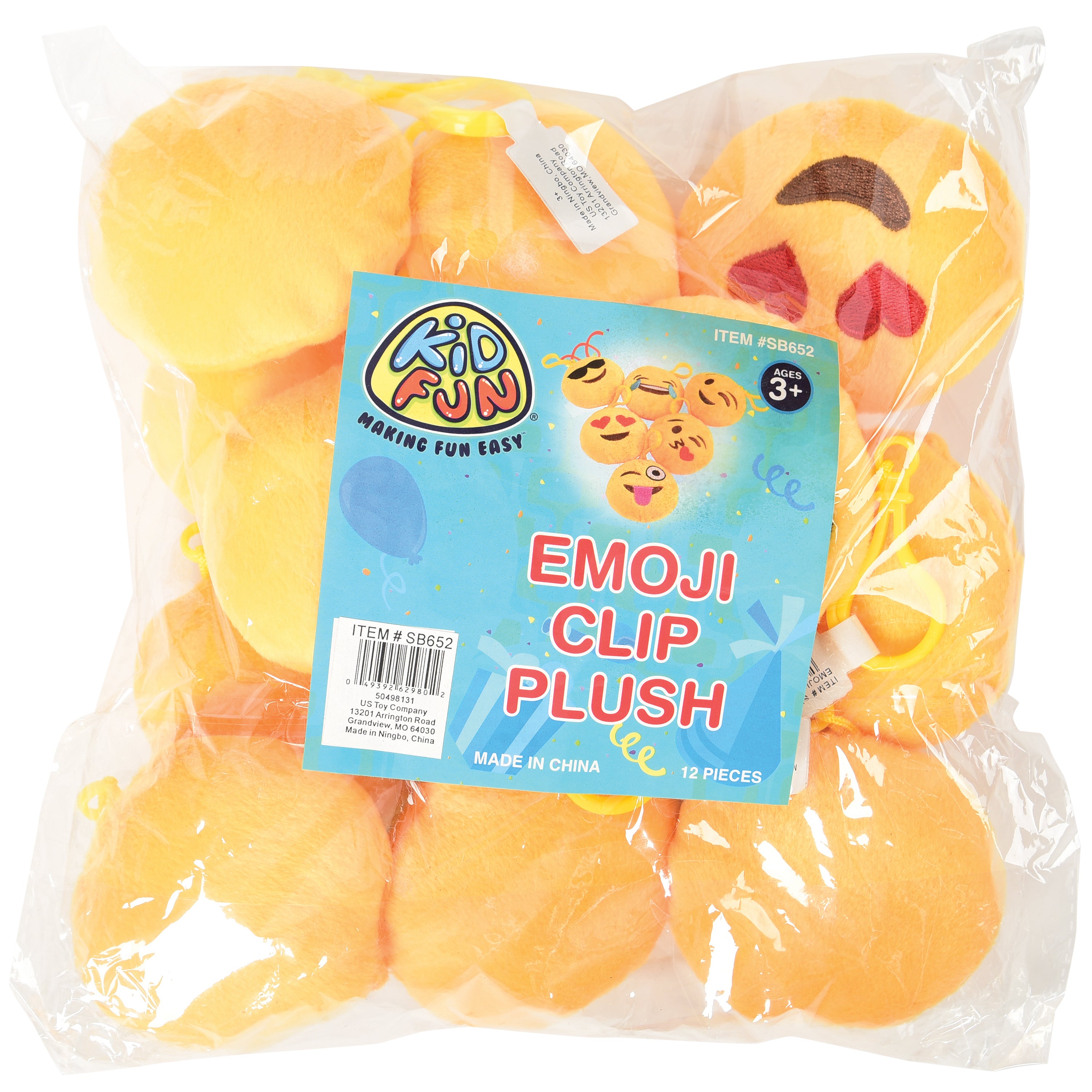 Emoji Clip Plush - 12 Count