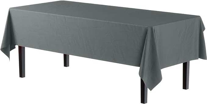 Silver Plastic Table Covers | 12 Pack - 54 In. x 108 In.