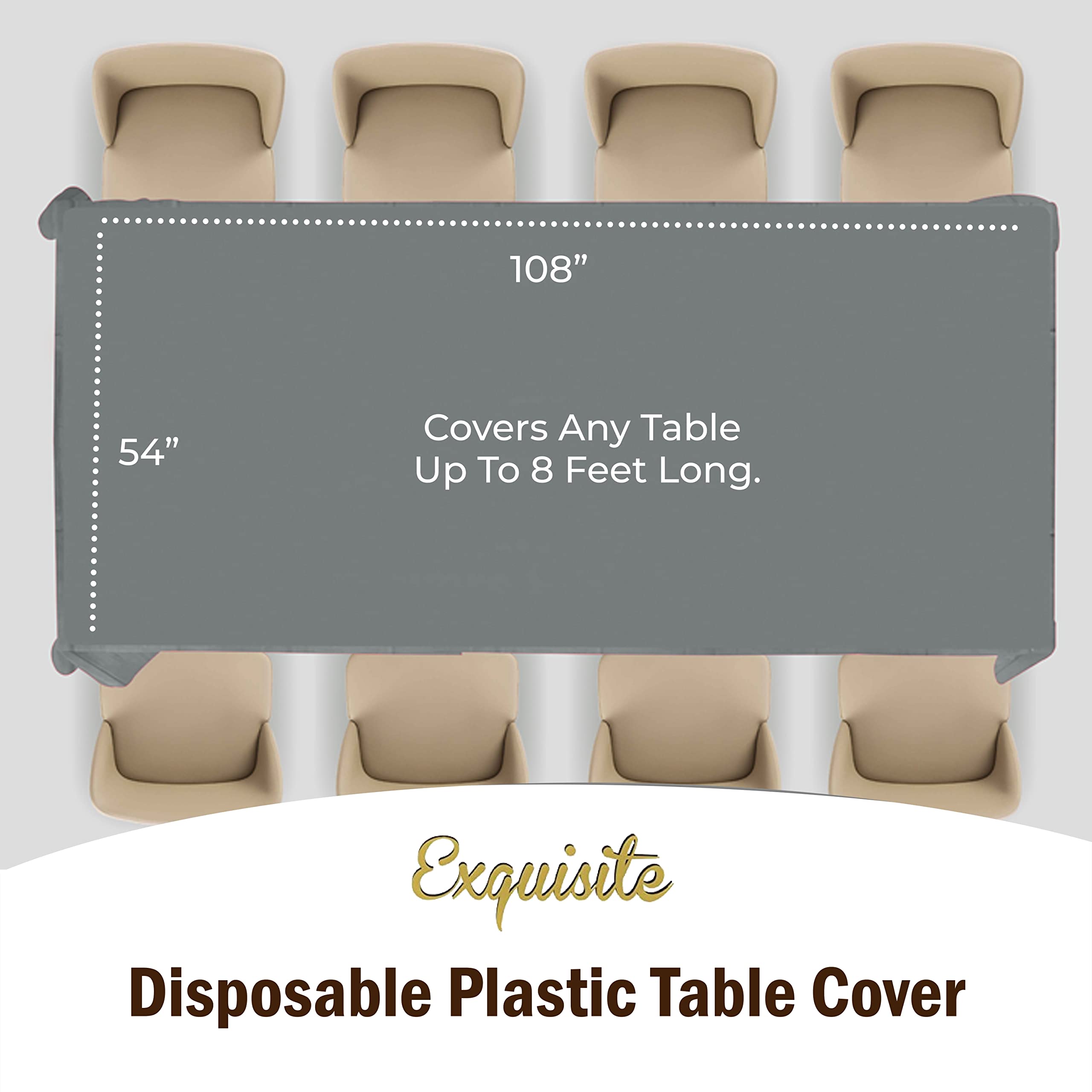 Silver Plastic Table Covers | 12 Pack - 54 In. x 108 In.