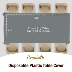 Premium Silver Plastic Table Covers | 12 Count - 54 In. x 108 In.