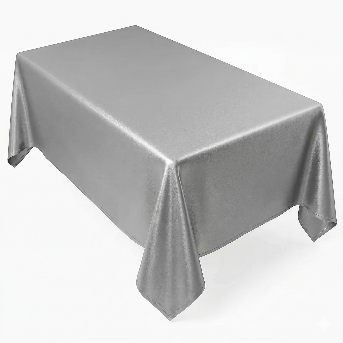 Elegant Silver Fabric Table Cover 60x84 inches