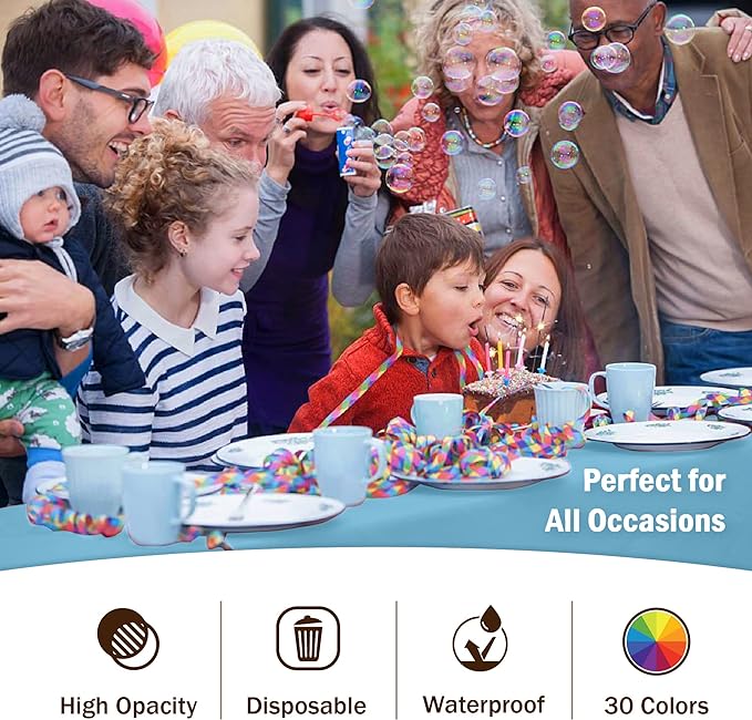 Premium Sky Blue Plastic Table Cover | Case of 96 - 54 In. x 108 In.