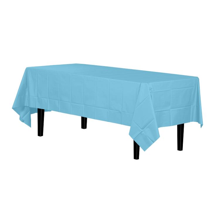 Sky Blue Plastic Table Covers | 12 Pack - 54 In. x 108 In.
