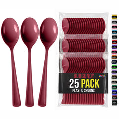 Burgundy Plastic Spoons | 25 Count