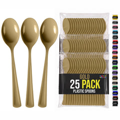 Gold Plastic Spoons | 25 Count