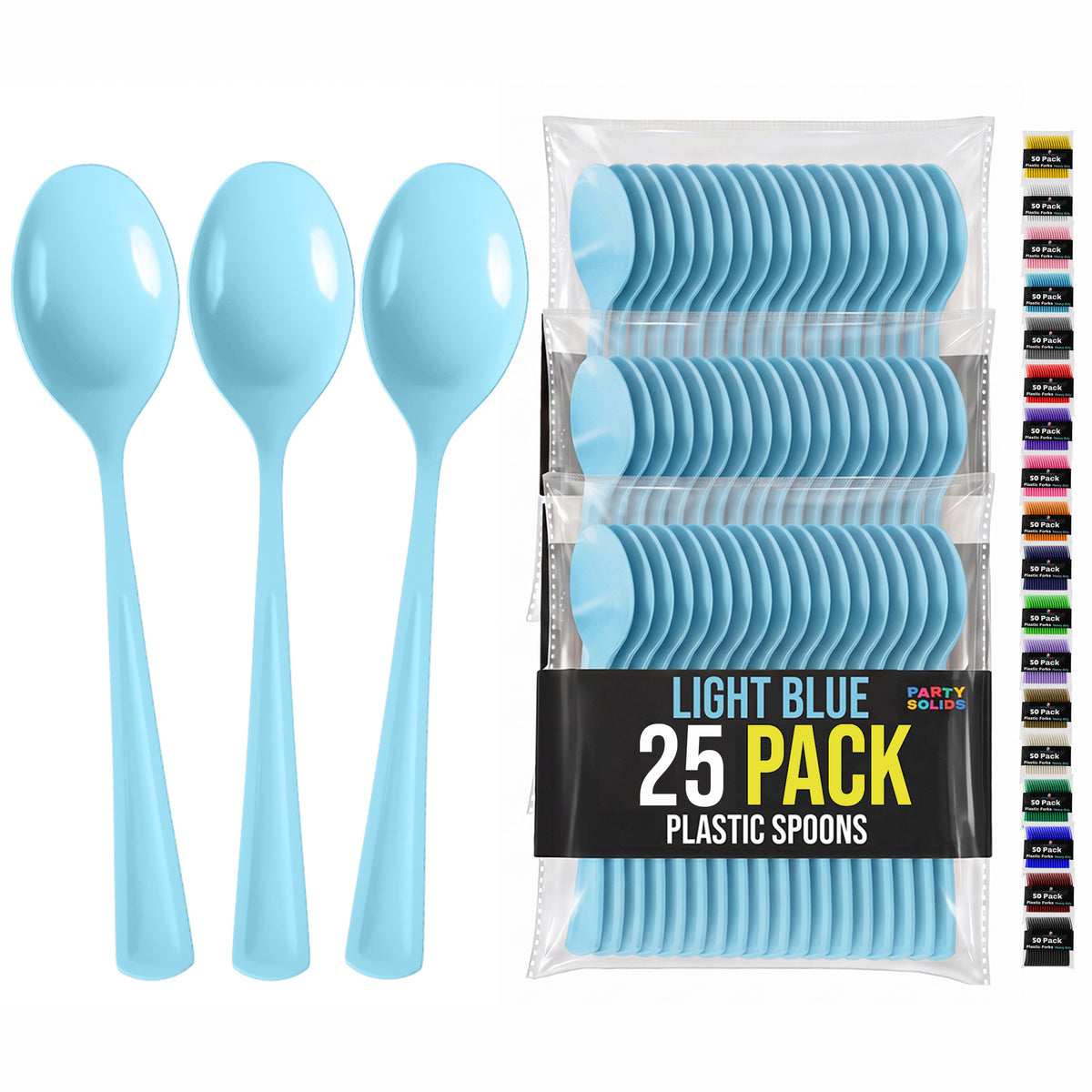 Light Blue Plastic Spoons | 25 Count