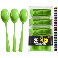 Lime Green Plastic Spoons | 25 Count