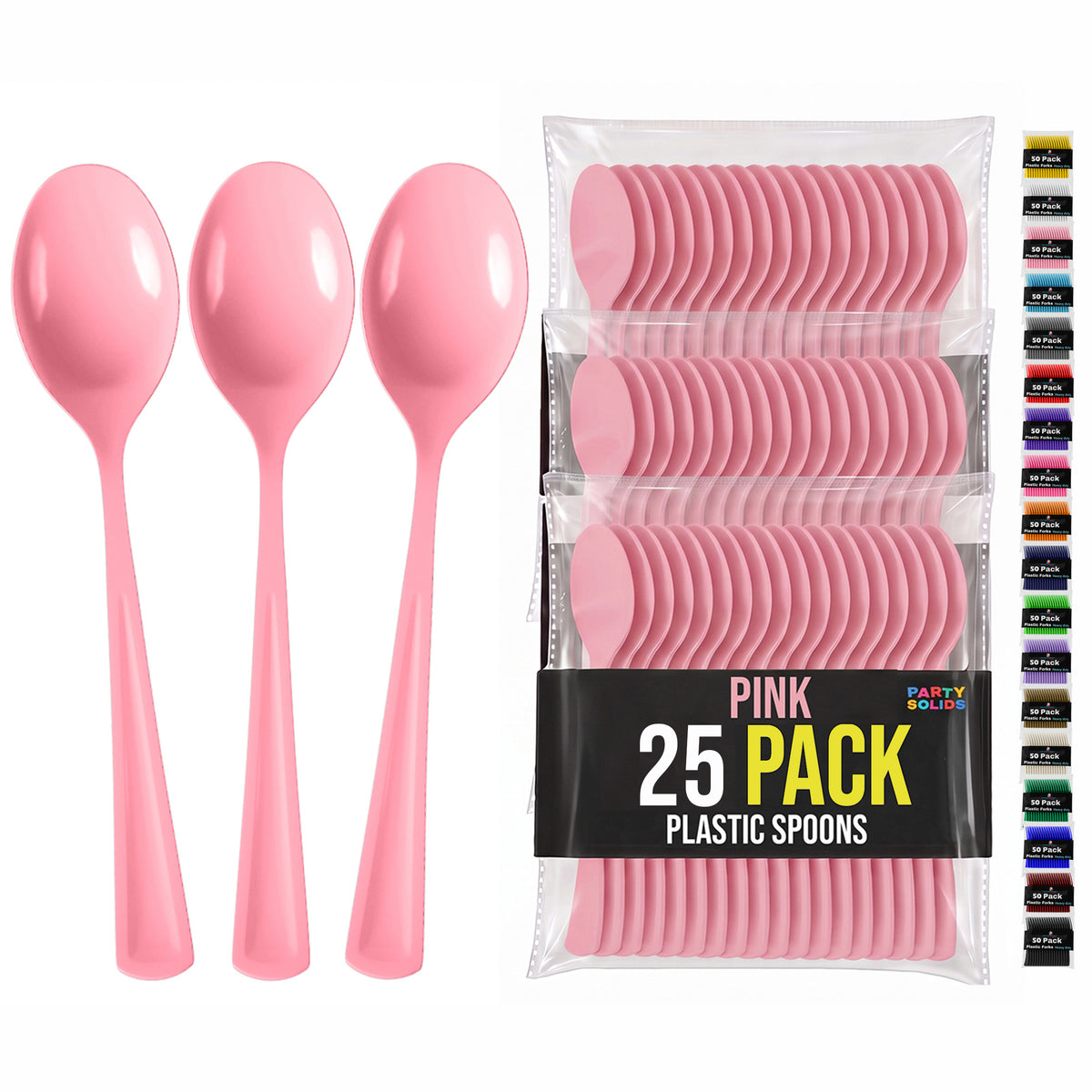Pink Plastic Spoons | 25 Count