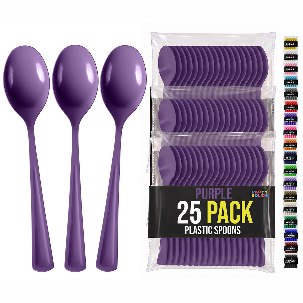 Purple Plastic Spoons | 25 Count