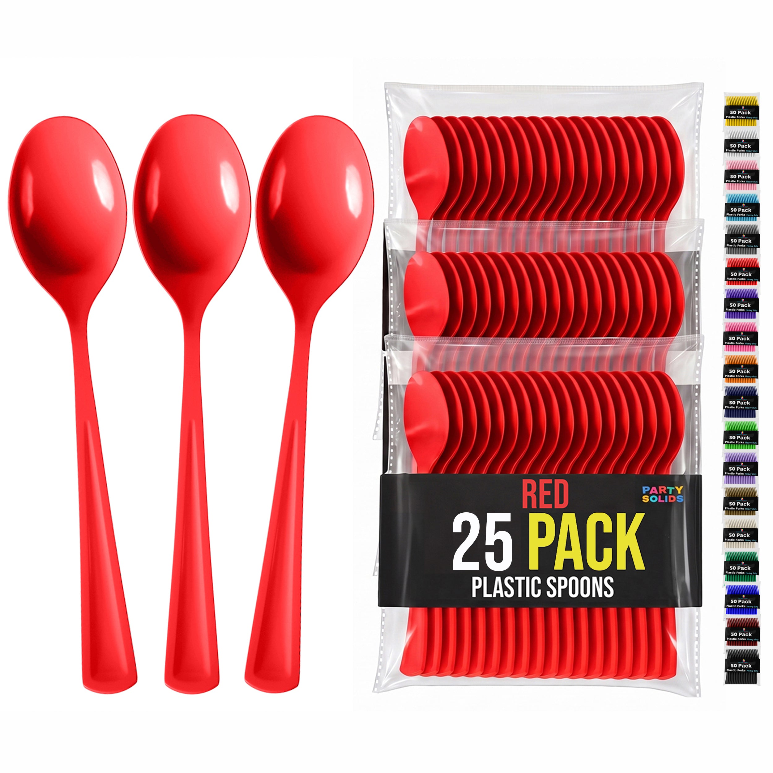 Red Plastic Spoons | 25 Count