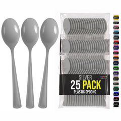 Silver Plastic Spoons | 25 Count
