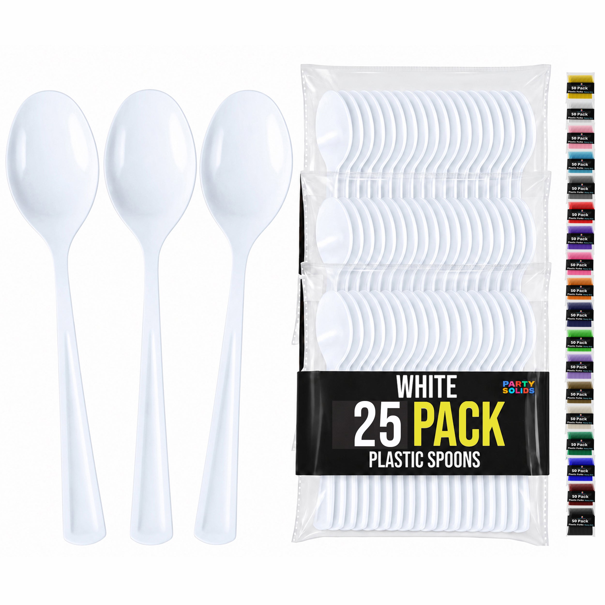 White Plastic Spoons | 25 Count