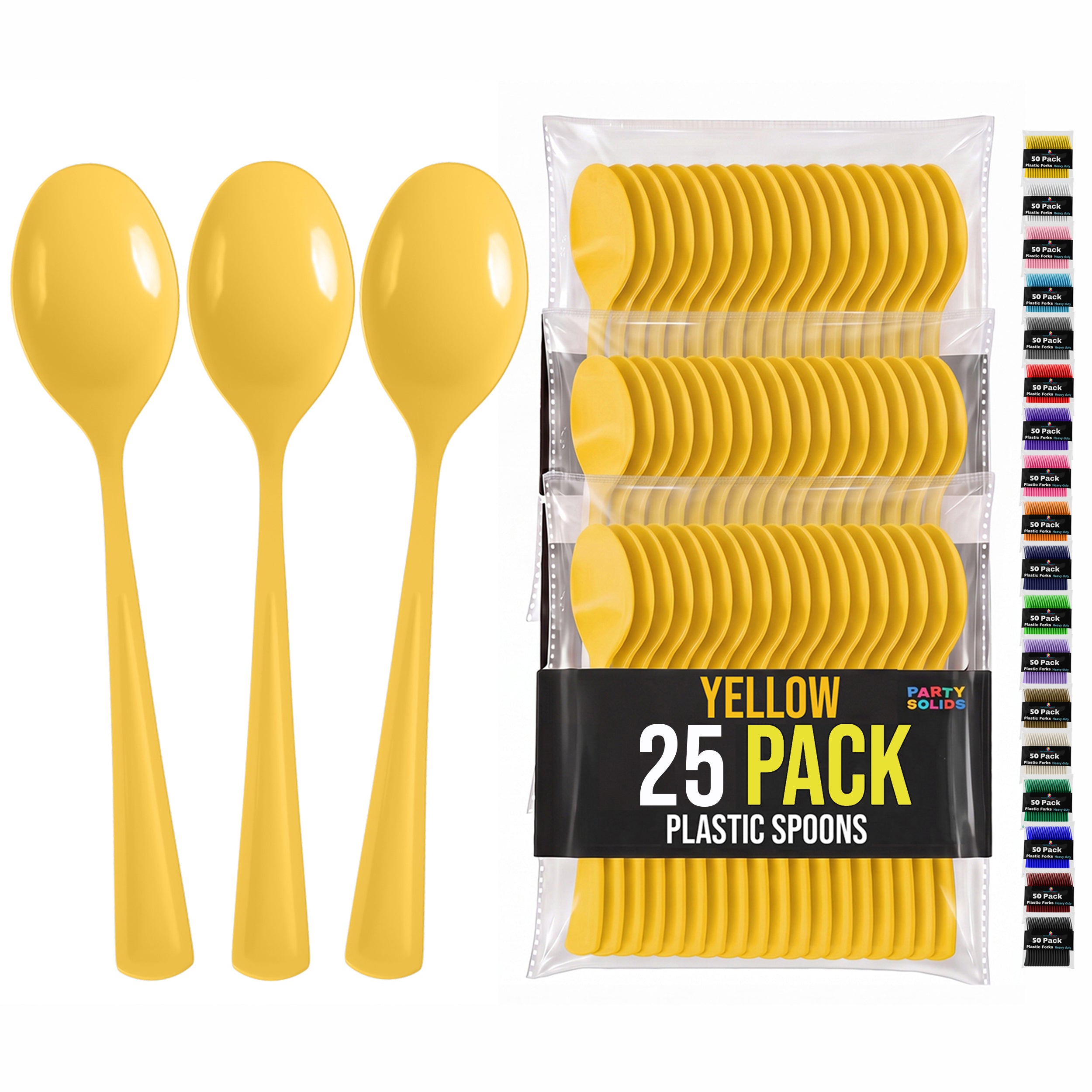 Yellow Plastic Spoons | 25 Count