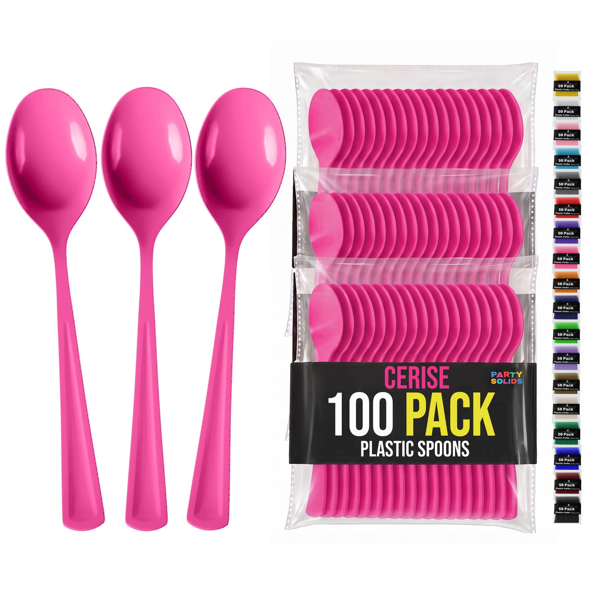 Heavy Duty Cerise Plastic Spoons | 7 in. | 100 Count