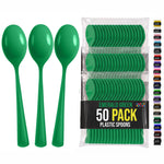 Heavy Duty Emerald Green Plastic Spoons | 7 in. | 50 Count