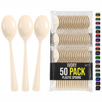 Heavy Duty Ivory Plastic Spoons | 7 in. | 50 Count