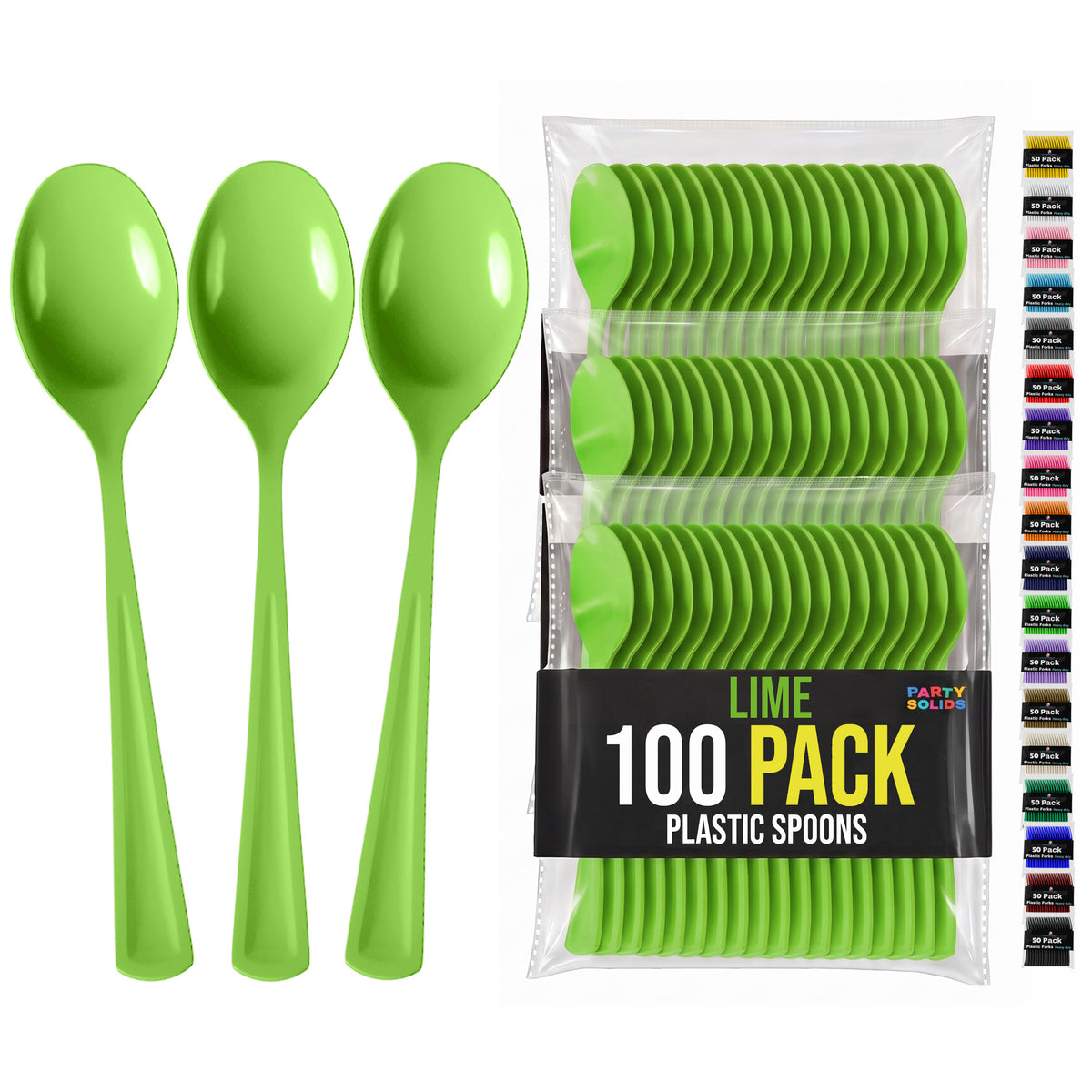 Heavy Duty Lime Green Plastic Spoons | 7 in. | 100 Count