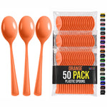 Heavy Duty Orange Plastic Spoons | 7 in. | 50 Count