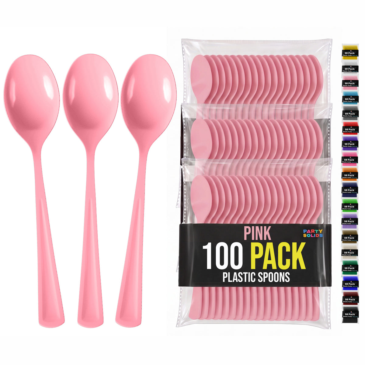 Heavy Duty Pink Plastic Spoons | 7 in. | 100 Count