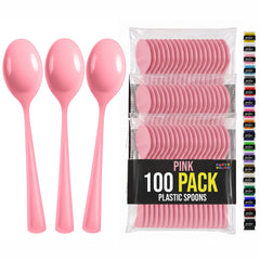 Heavy Duty Pink Plastic Spoons | 7 in. | 100 Count