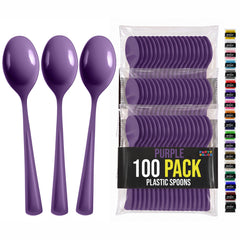 Heavy Duty Purple Plastic Spoons | 7 in. | 100 Count