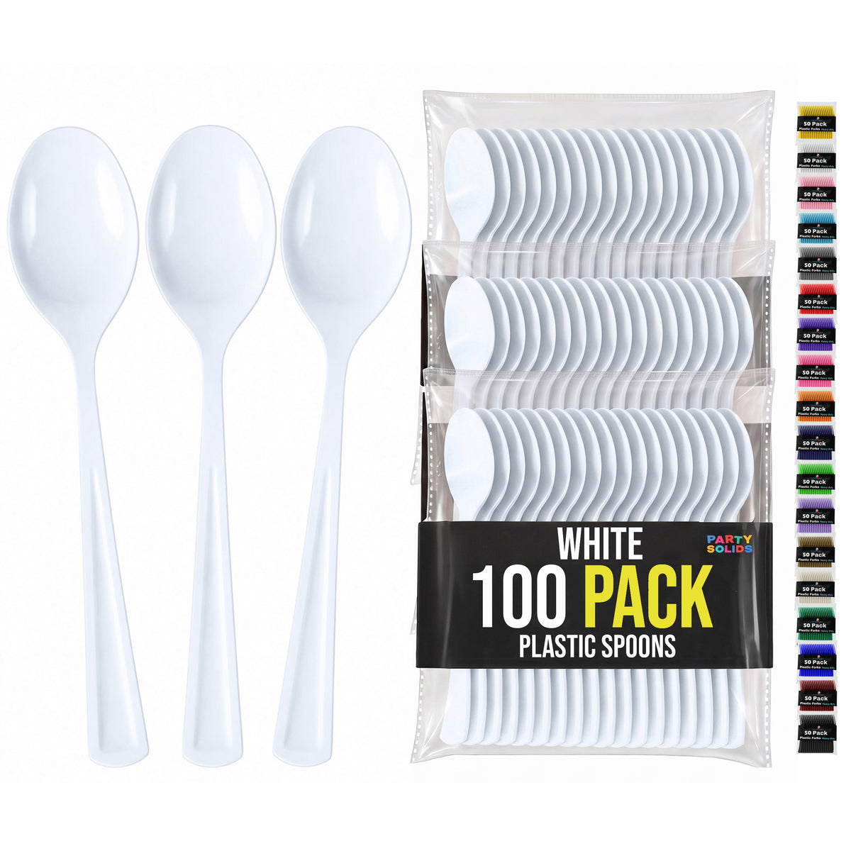Heavy Duty White Plastic Spoons | 7 in. | 100 Count
