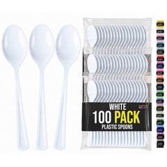 Heavy Duty White Plastic Spoons | 7 in. | 100 Count