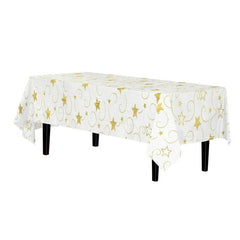 Gold Star Printed Plastic Table Covers | 6 Pack - 54 in. x 108 in.