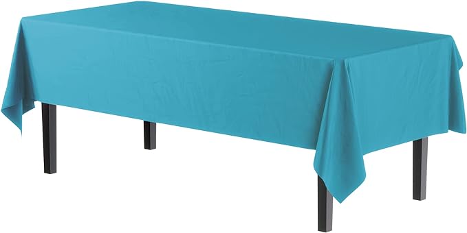 Premium Turquoise Plastic Table Covers | 12 Pack - 54 In. x 108 In.