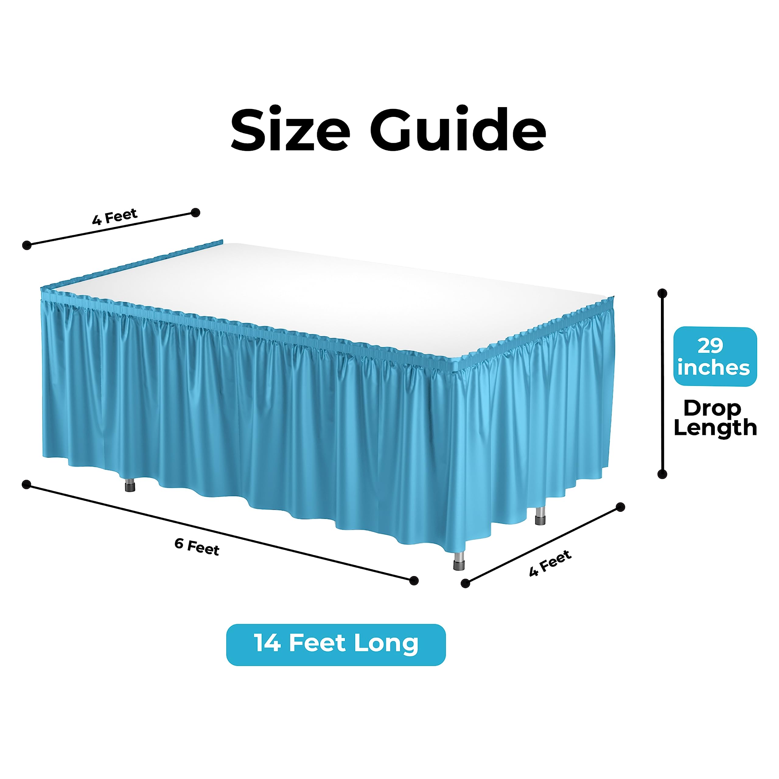 Turquoise Plastic Table Skirt | Case of 48