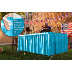 Turquoise Plastic Table Skirt | Case of 48