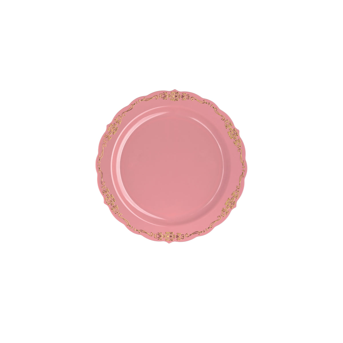 7.5 In. Pink/Gold Victorian Design Plates - 20 Ct.
