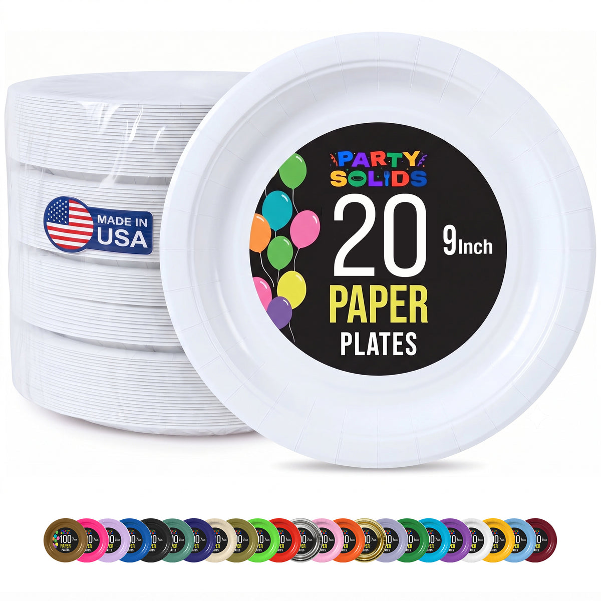 9 In. White Paper Plates - 20 Ct.