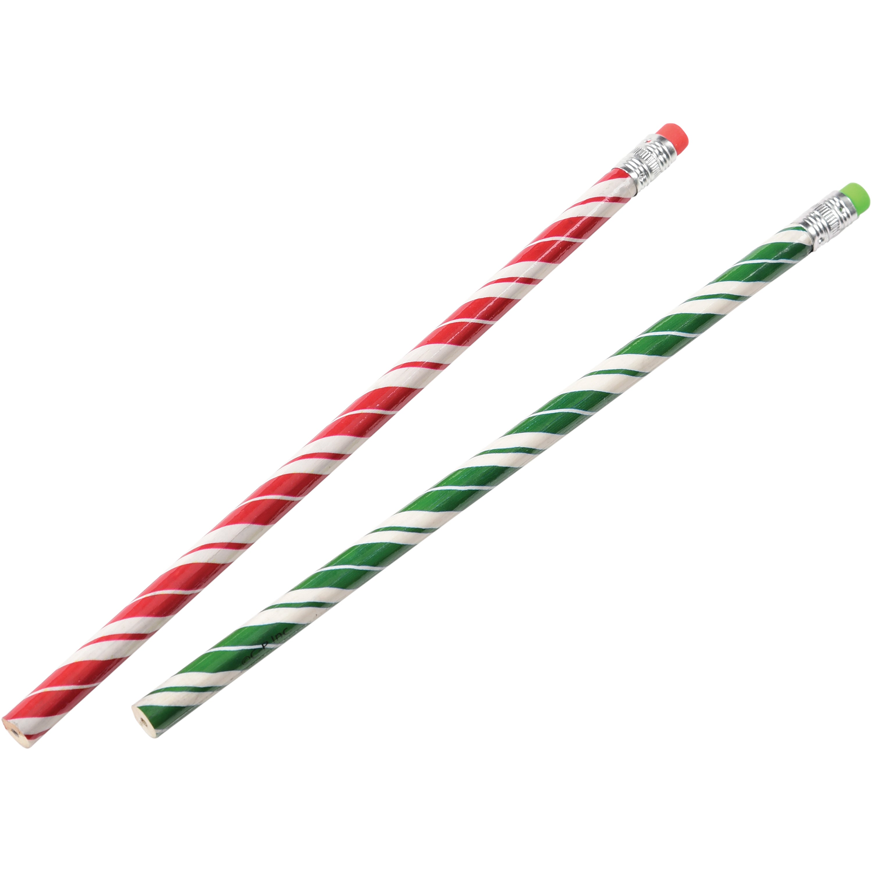 Candy Cane Stripe Pencils - 12 Count