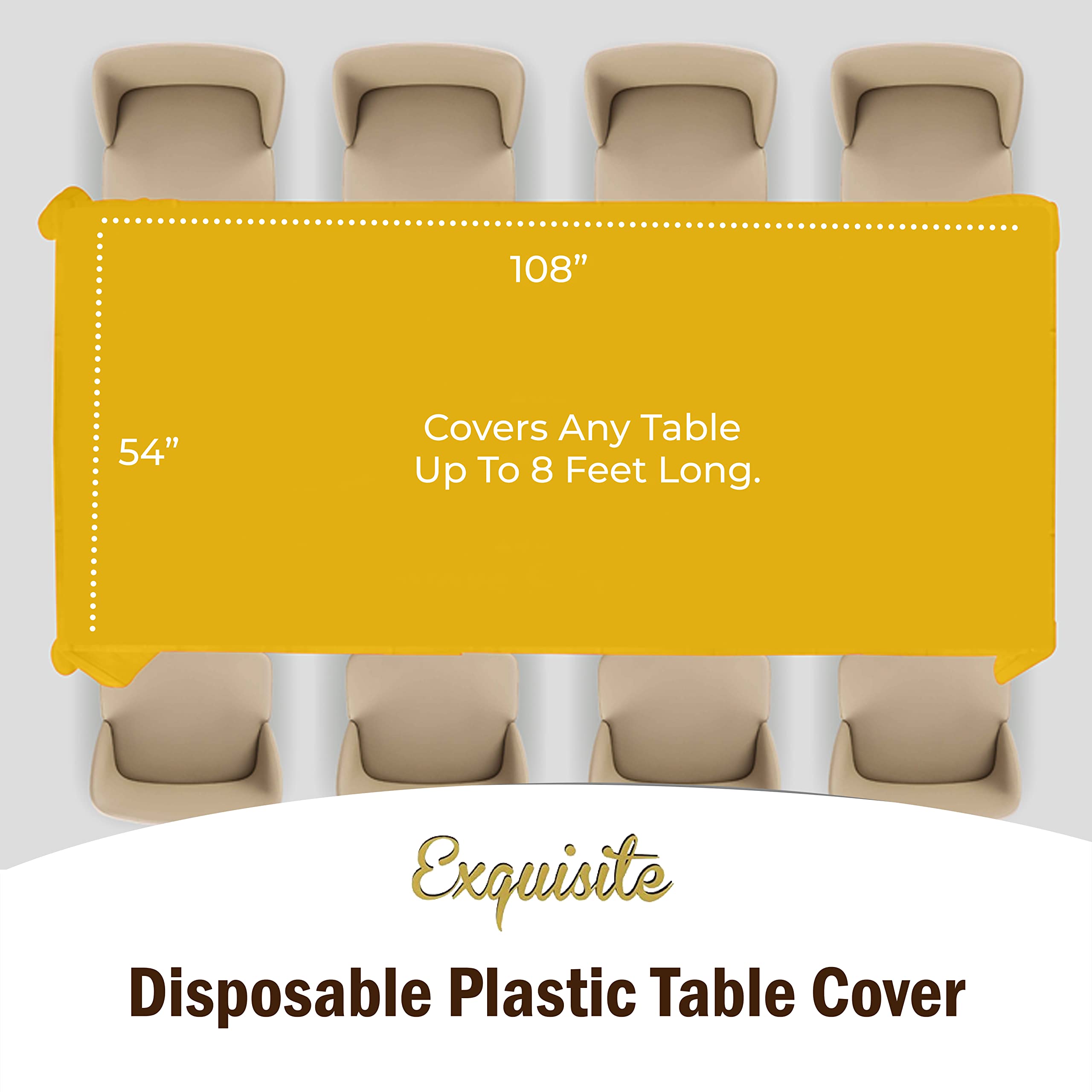 Yellow Plastic Table Cover | Case of 48 - 54 In. x 108 In.