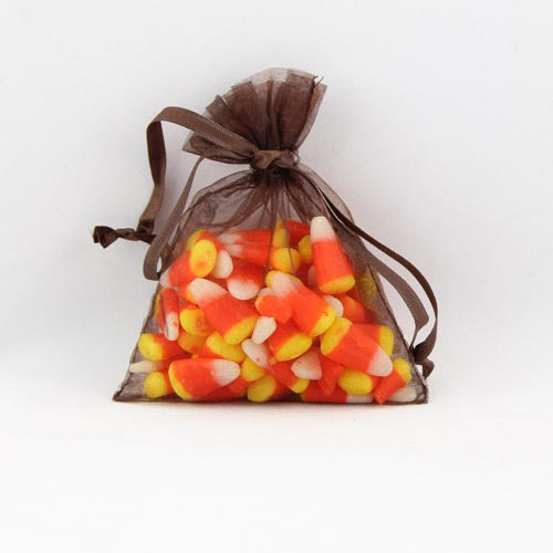 4in. x 5in. Brown Sheer Organza Pouch (12)