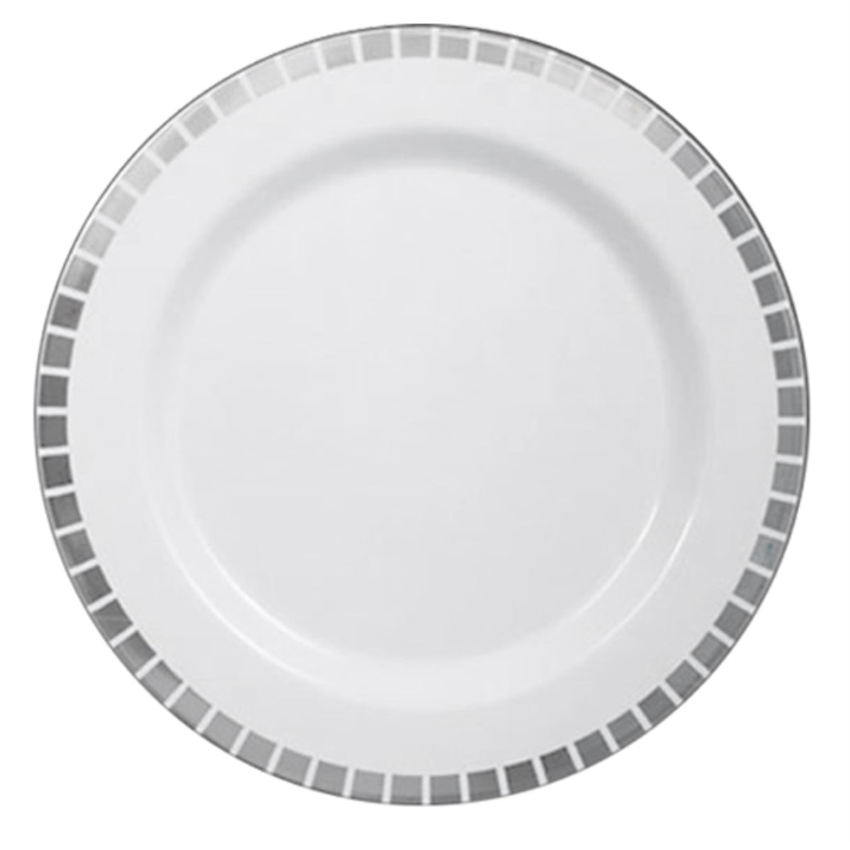 10.25 In. White/Silver Slit Design Plates | 10 Count